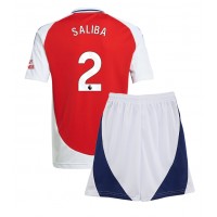 Arsenal William Saliba #2 Koti Peliasu Lasten 2024-25 Lyhythihainen (+ Lyhyet housut)